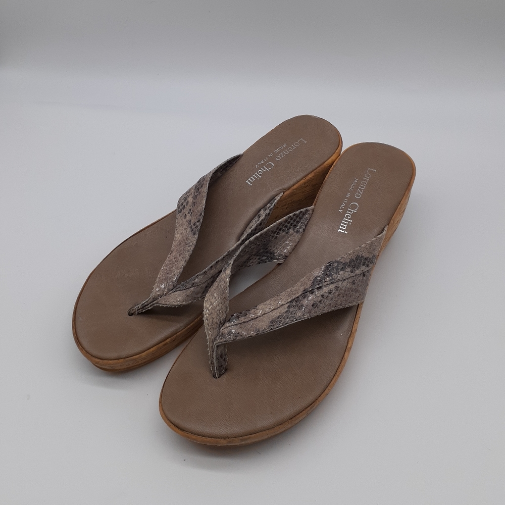 Lorenzo Chelini Snake Print Thong Sandals